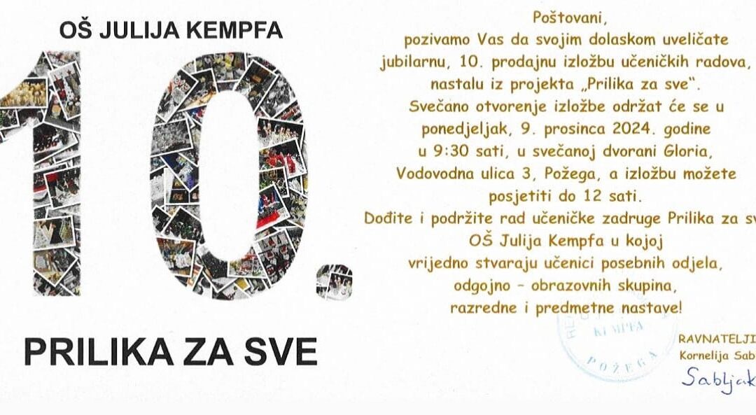 POZIVNICA: 10. PRILIKA ZA SVE